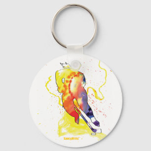 Hockey Watercolor Key Ring