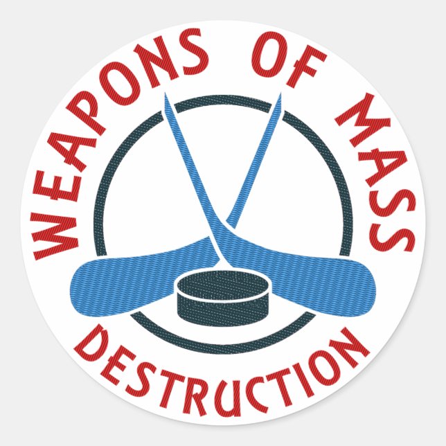 Hockey Weapons of Mass Destruction Classic Round Sticker (Front)
