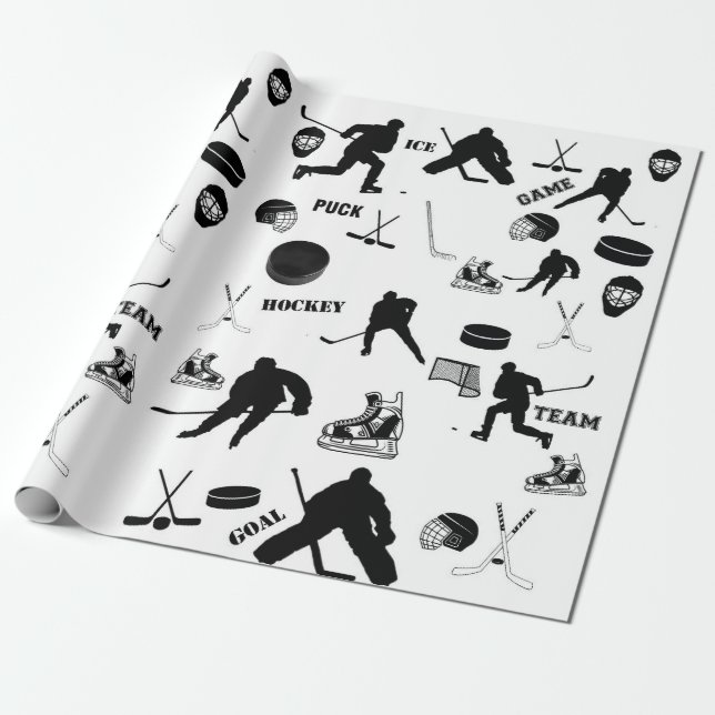 Hockey Wrapping Paper (Unrolled)