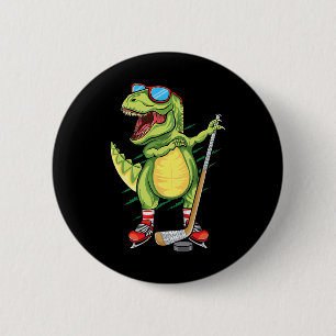 Hockeysaurus Dinosaur Ice Hockey Trex Kids Boys Ic 6 Cm Round Badge