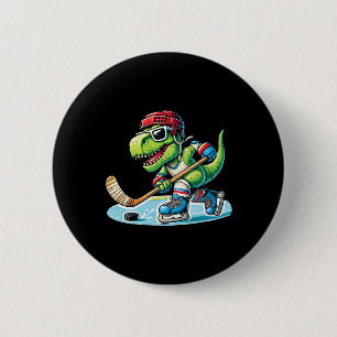 Hockeysaurus Dinosaur Ice Hockey Trex Kids Boys Ic 6 Cm Round Badge