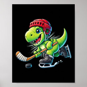 Hockeysaurus Dinosaur Ice Hockey Trex Kids Boys Ic Poster