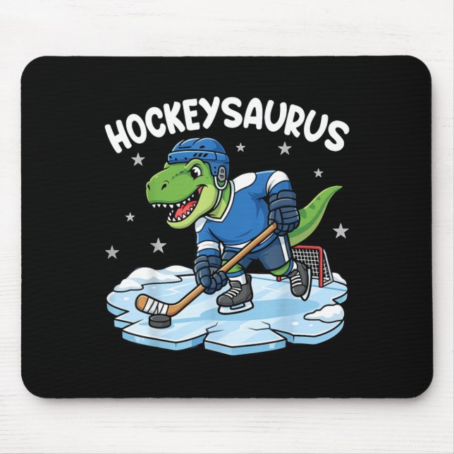 Hockeysaurus Funny Dinosaur Hockey Kid Boy Gift Mouse Pad (Front)