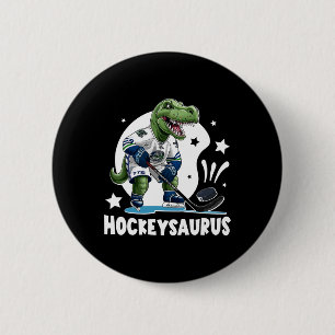Hockeysaurus Funny Dinosaur Hockey Kids Hockey Boy 6 Cm Round Badge