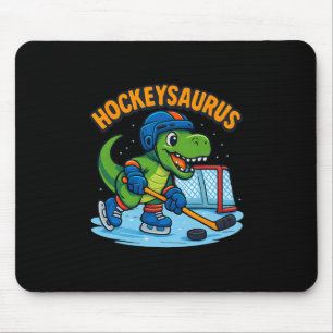 Hockeysaurus Funny Dinosaur Ice Hockey Kids Mouse Pad