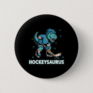 Hockeysaurus Funny Dinosaur Trex Hockey Kids Hocke 6 Cm Round Badge