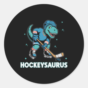 Hockeysaurus Funny Dinosaur Trex Hockey Kids Hocke Classic Round Sticker