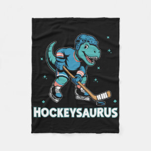 Hockeysaurus Funny Dinosaur Trex Hockey Kids Hocke Fleece Blanket
