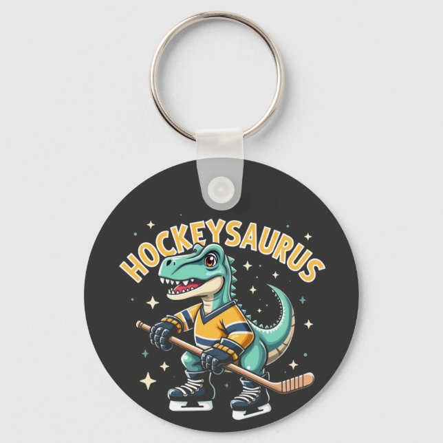 Hockeysaurus Ice Hockey Dinosaur Lovers  Key Ring (Front)