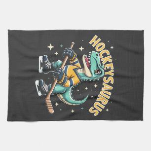 Hockeysaurus Ice Hockey Dinosaur Lovers Tea Towel