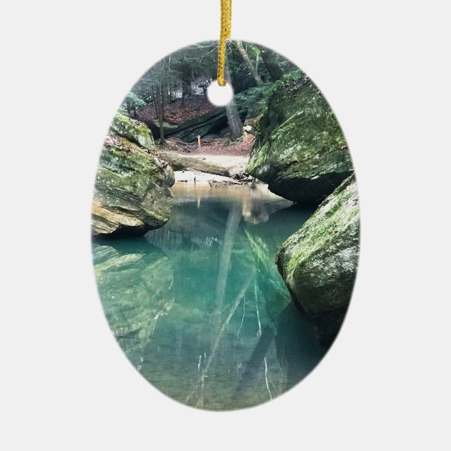 Hocking Hills Boulders Ceramic Tree Decoration (Front)