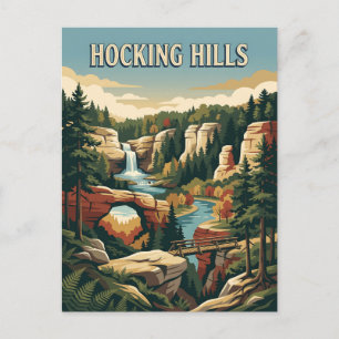 Hocking Hills Ohio Waterfall Retro Vintage Poster Postcard