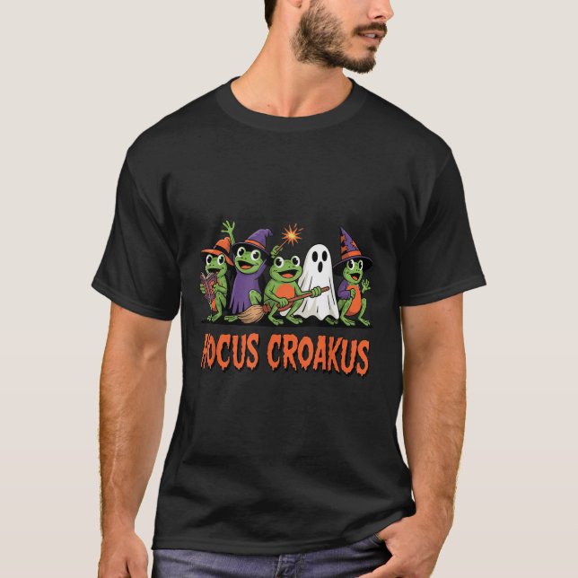 Hocus Croakus Frog Halloween Magic Spell Funny Wit T-Shirt (Front)