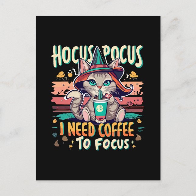 Hocus Focus - I need coffee to focus Holiday Postcard (Front)