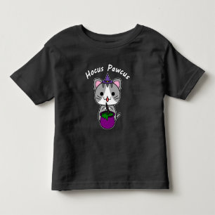 Hocus Pawcus - Grey Tabby Cat - White Writing Toddler T-Shirt