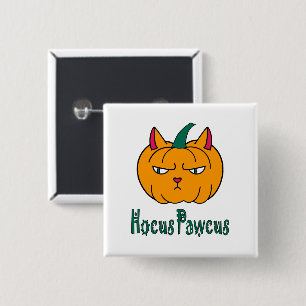 Hocus pawcus Halloween pumpkin ginger cat magic 15 Cm Square Badge