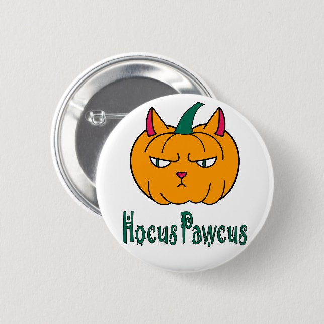 Hocus pawcus Halloween pumpkin ginger cat magic 6 Cm Round Badge (Front & Back)