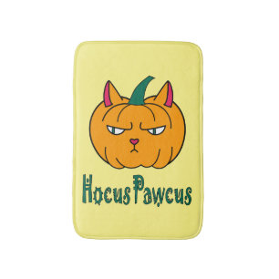 Hocus pawcus Halloween pumpkin ginger cat magic Bath Mat