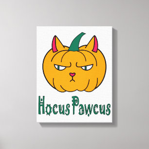 Hocus pawcus Halloween pumpkin ginger cat magic Canvas Print