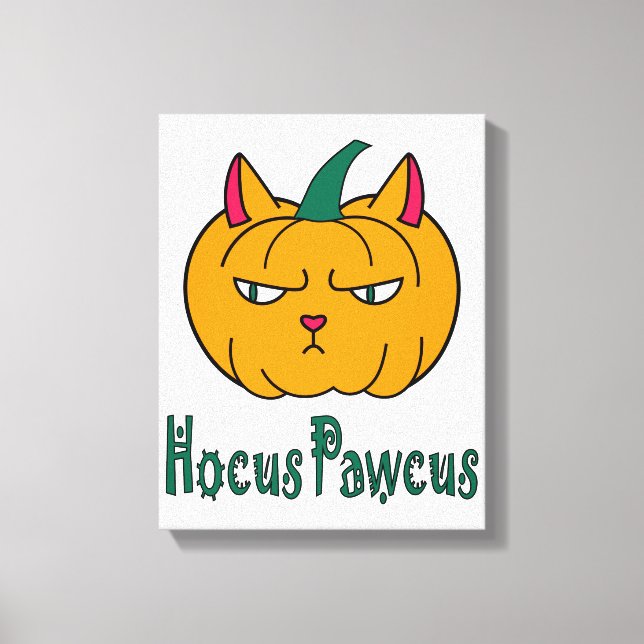 Hocus pawcus Halloween pumpkin ginger cat magic Canvas Print (Front)