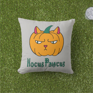 Hocus pawcus Halloween pumpkin ginger cat magic Cushion