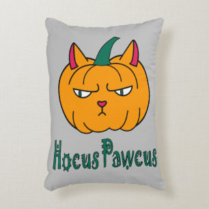 Hocus pawcus Halloween pumpkin ginger cat magic Decorative Cushion