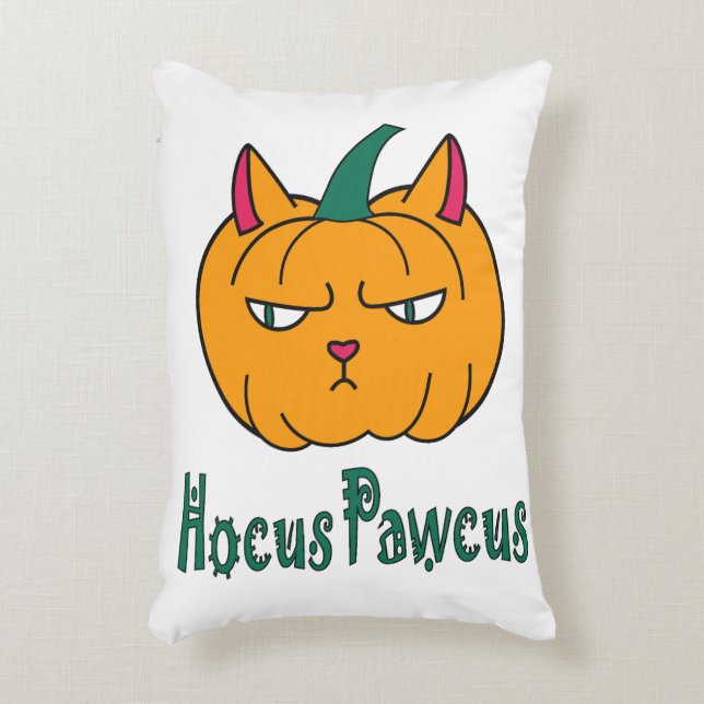 Hocus pawcus Halloween pumpkin ginger cat magic Decorative Cushion (Front(Vertical))
