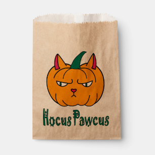 Hocus pawcus Halloween pumpkin ginger cat magic Favour Bags