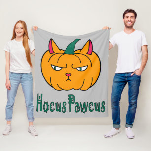 Hocus pawcus Halloween pumpkin ginger cat magic Fleece Blanket