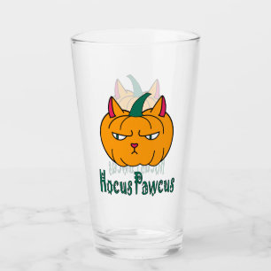 Hocus pawcus Halloween pumpkin ginger cat magic Glass