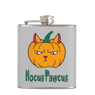 Hocus pawcus Halloween pumpkin ginger cat magic Hip Flask