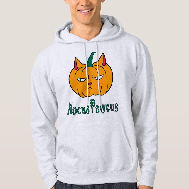 Hocus pawcus Halloween pumpkin ginger cat magic Hoodie (Front)