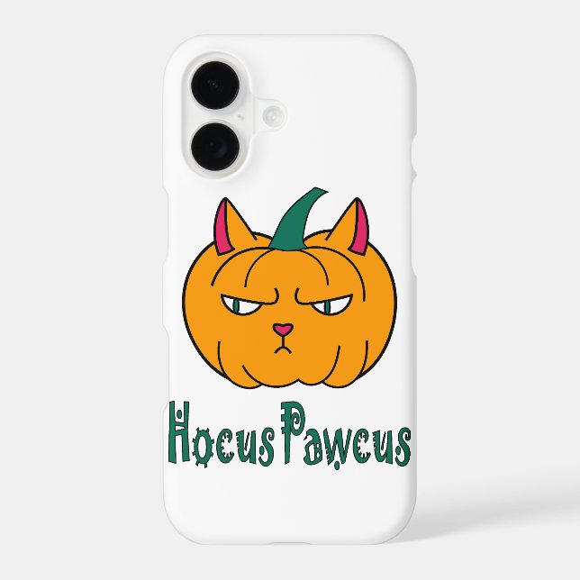 Hocus pawcus Halloween pumpkin ginger cat magic iPhone Case (Back)
