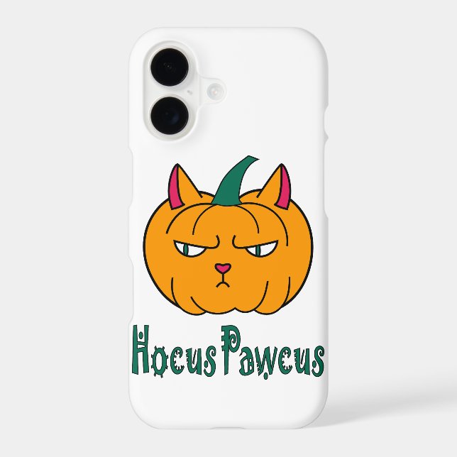Hocus pawcus Halloween pumpkin ginger cat magic iPhone Case (Back)