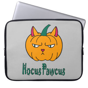 Hocus pawcus Halloween pumpkin ginger cat magic Laptop Sleeve