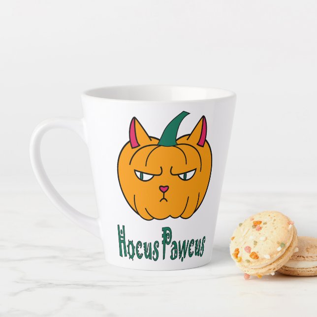 Hocus pawcus Halloween pumpkin ginger cat magic Latte Mug (In Situ)