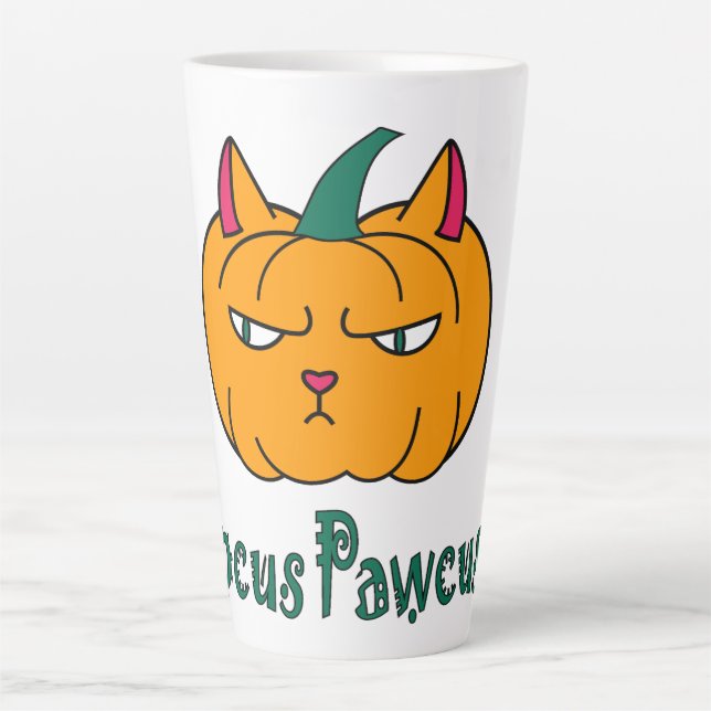 Hocus pawcus Halloween pumpkin ginger cat magic Latte Mug (Front)