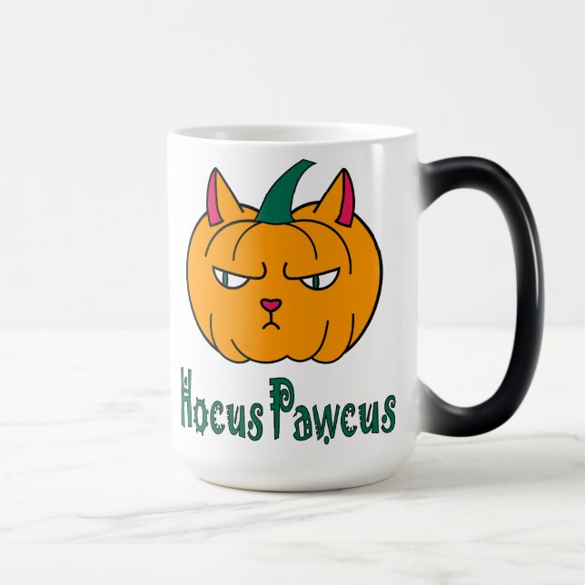 Hocus pawcus Halloween pumpkin ginger cat magic Magic Mug (Right)