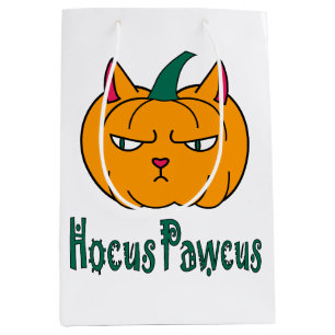 Hocus pawcus Halloween pumpkin ginger cat magic Medium Gift Bag