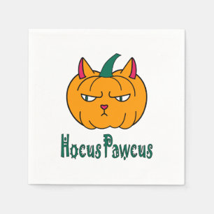 Hocus pawcus Halloween pumpkin ginger cat magic Napkin