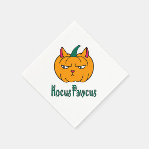 Hocus pawcus Halloween pumpkin ginger cat magic Napkin