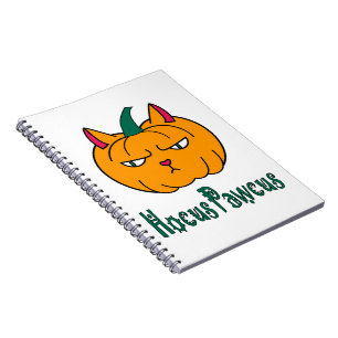 Hocus pawcus Halloween pumpkin ginger cat magic Notebook