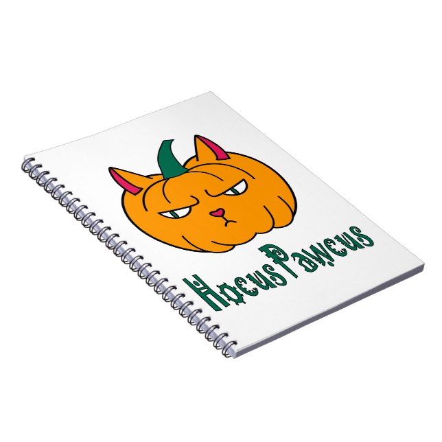 Hocus pawcus Halloween pumpkin ginger cat magic Notebook (Right Side)