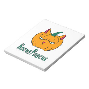 Hocus pawcus Halloween pumpkin ginger cat magic Notepad