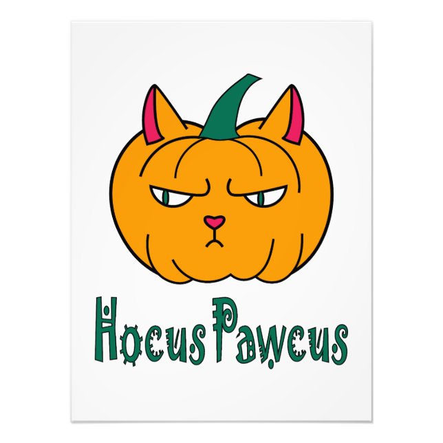 Hocus pawcus Halloween pumpkin ginger cat magic Photo Print (Front)