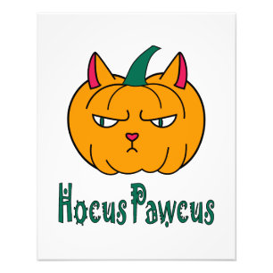 Hocus pawcus Halloween pumpkin ginger cat magic Photo Print