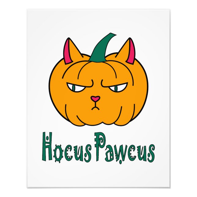 Hocus pawcus Halloween pumpkin ginger cat magic Photo Print (Front)