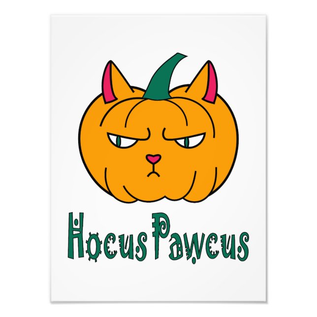 Hocus pawcus Halloween pumpkin ginger cat magic Photo Print (Front)