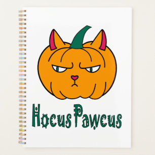Hocus pawcus Halloween pumpkin ginger cat magic Planner