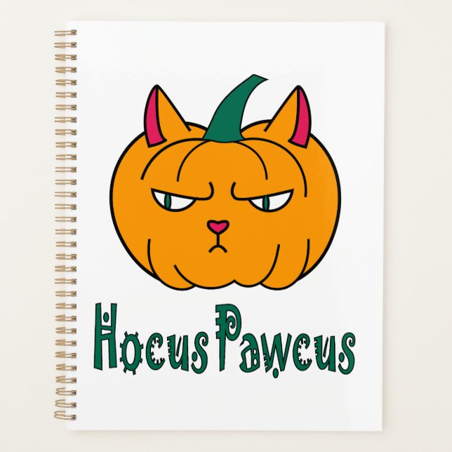 Hocus pawcus Halloween pumpkin ginger cat magic Planner (Front)
